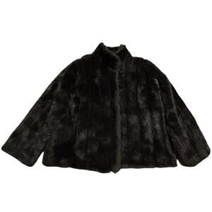Jaclyn Smith Classic Faux Fur Coat Women's Size XL Fully Lined Black Mob Wife